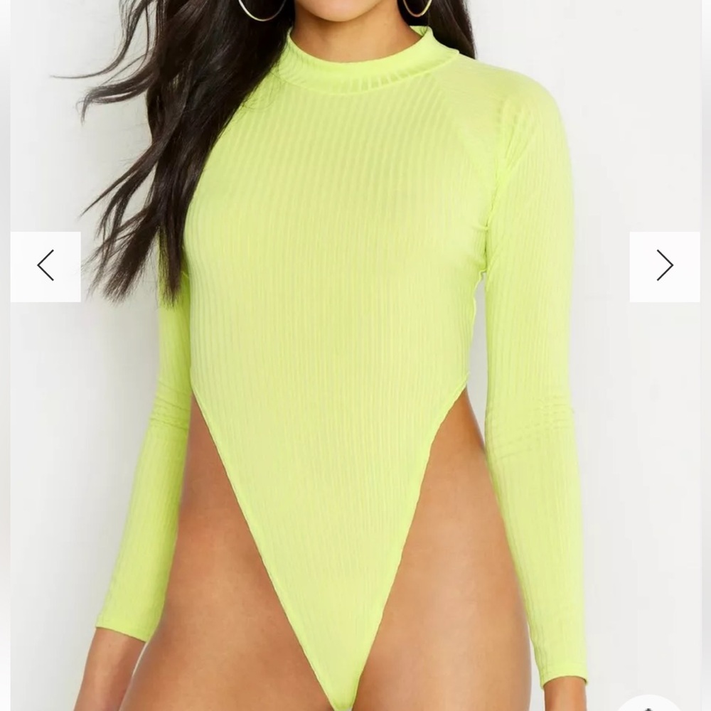 Neon Green High Leg Turtle Neck Bodysuit
